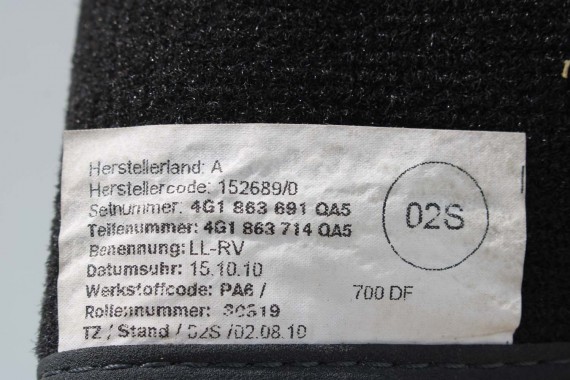 AUDI A6 A7 DYWANIKI PODŁOGI 4G1863691 4G0864450 wycieraczki 4G0864450 4G1 863 691 QA5 czarny 4G1863691 4G0864450 4G1863691 4G C7