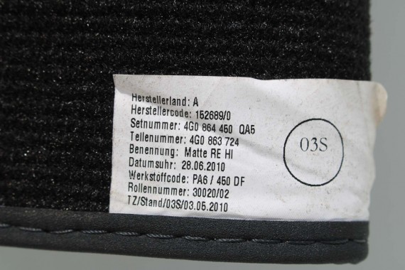 AUDI A6 A7 DYWANIKI PODŁOGI 4G1863691 4G0864450 wycieraczki 4G0864450 4G1 863 691 QA5 czarny 4G1863691 4G0864450 4G1863691 4G C7