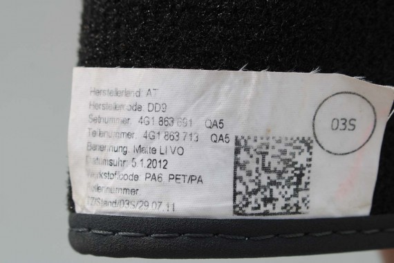 AUDI A6 A7 DYWANIKI PODŁOGI 4G1863691 4G0864450 wycieraczki 4G0864450 4G1 863 691 QA5 czarny 4G1863691 4G0864450 4G1863691 4G C7
