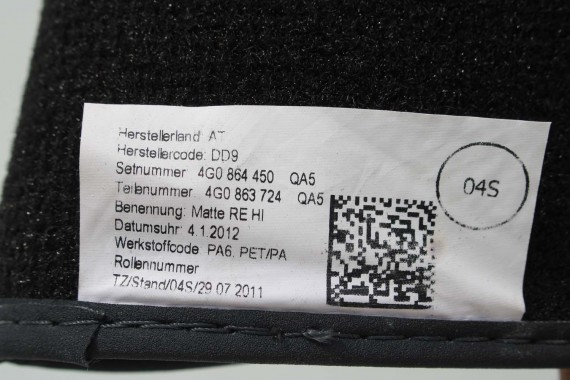 AUDI A6 A7 DYWANIKI PODŁOGI 4G1863691 4G0864450 wycieraczki 4G0864450 4G1 863 691 QA5 czarny 4G1863691 4G0864450 4G1863691 4G C7