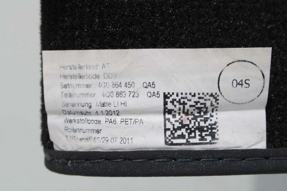 AUDI A6 A7 DYWANIKI PODŁOGI 4G1863691 4G0864450 wycieraczki 4G0864450 4G1 863 691 QA5 czarny 4G1863691 4G0864450 4G1863691 4G C7