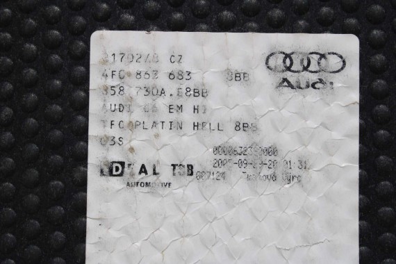 AUDI A6 DYWANIKI PODŁOGI 4F1863691B 4F0863683 wycieraczki 4F1863691B 4F1863691B 4F1863691B 4F1863691 4F1 863 691 B 8BB szary 4F