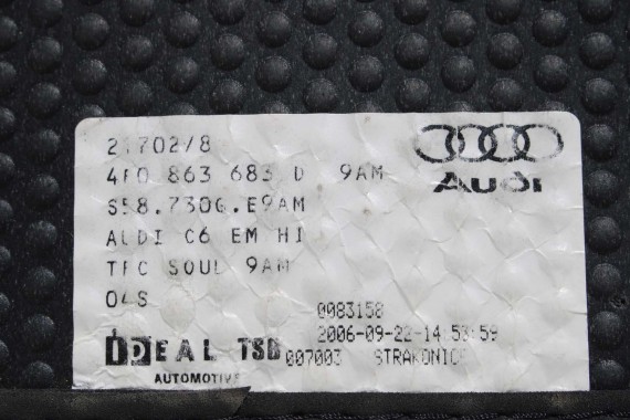 AUDI A6 DYWANIKI PODŁOGI 4F1863691B 4F0863683 wycieraczki 4F1863691B 4F1863691B 4F1863691B 4F1863691 4F1 863 691 B 9AM czarny 4F