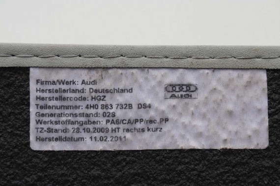 AUDI A8 DYWANIKI wykładziny wycieraczki 4H1863691C PODŁOGI 4H 4H1863691C 4H1863691 4H1863719D 4H1863720D 4H0863731B 4H0863732B