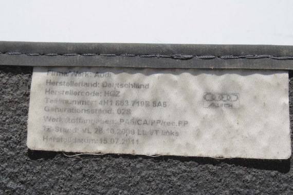 AUDI A8 DYWANIKI wykładziny wycieraczki 4H1863691C PODŁOGI 4H 4H1863691C 4H1863691 4H1863719D 4H1863720D 4H0863731B 4H0863732B