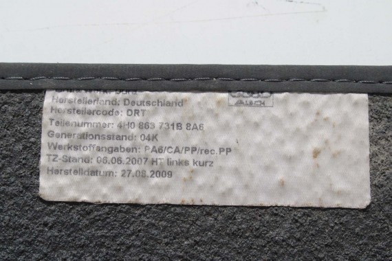 AUDI A8 DYWANIKI wykładziny wycieraczki 4H1863691C PODŁOGI 4H 4H1863691C 4H1863691 4H1863719D 4H1863720D 4H0863731B 4H0863732B