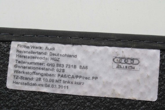 AUDI A8 DYWANIKI wykładziny wycieraczki 4H1863691C PODŁOGI 4H 4H1863691C 4H1863691 4H1863719D 4H1863720D 4H0863731B 4H0863732B