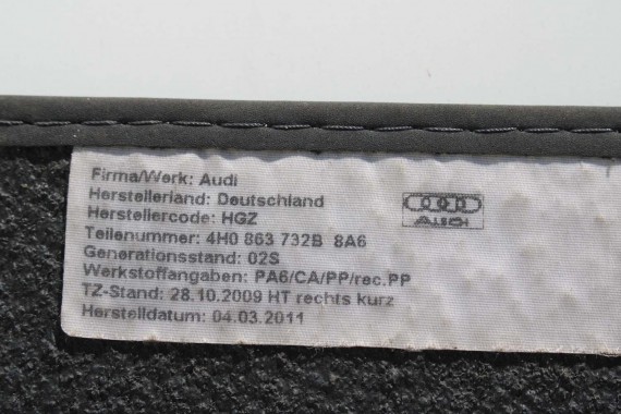 AUDI A8 DYWANIKI wykładziny wycieraczki 4H1863691C PODŁOGI 4H 4H1863691C 4H1863691 4H1863719D 4H1863720D 4H0863731B 4H0863732B