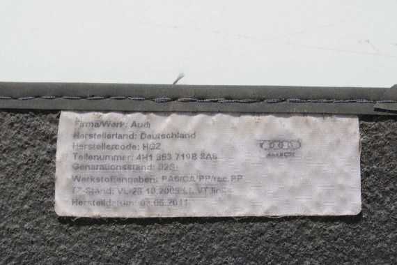 AUDI A8 DYWANIKI wykładziny wycieraczki 4H1863691C PODŁOGI 4H 4H1863691C 4H1863691 4H1863719D 4H1863720D 4H0863731B 4H0863732B