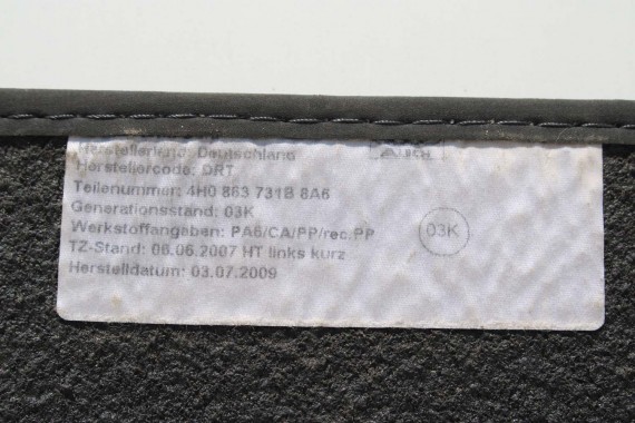 AUDI A8 DYWANIKI wykładziny wycieraczki 4H1863691C PODŁOGI 4H 4H1863691C 4H1863691 4H1863719D 4H1863720D 4H0863731B 4H0863732B