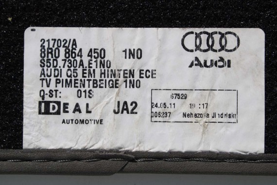 AUDI Q5 DYWANIKI WYCIERACZKI PODŁOGI 8R1863691 8R1 863 691 8R kolor JN0 beż DYWANIKÓW 8R1863691 8R0864450 8R1863691B 8R1863691D