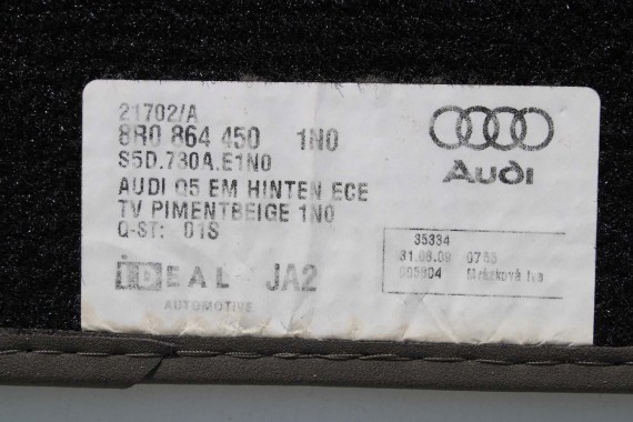 AUDI Q5 DYWANIKI WYCIERACZKI PODŁOGI 8R1863691 8R1 863 691 8R kolor JN0 beż DYWANIKÓW 8R1863691 8R0864450 8R1863691B 8R1863691D