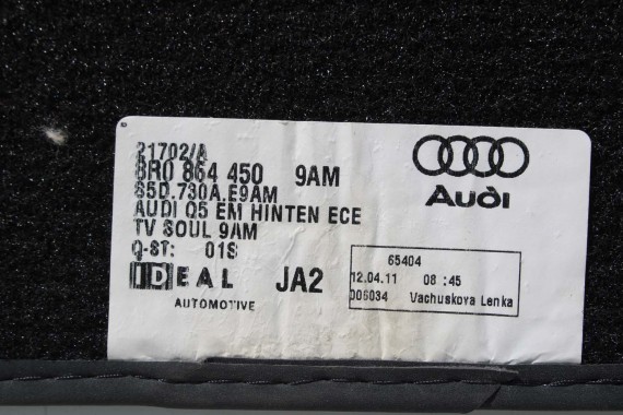 AUDI Q5 DYWANIKI WYCIERACZKI PODŁOGI 8R1863691 8R1 863 691 8R kolor 9AM czarny 8R1863691 8R1863691 8R1863691 8R0864450 8R1863691