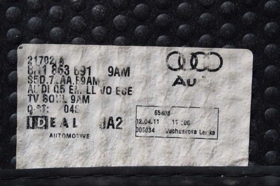 AUDI Q5 DYWANIKI WYCIERACZKI PODŁOGI 8R1863691 8R1 863 691 8R kolor 9AM czarny 8R1863691 8R1863691 8R1863691 8R0864450 8R1863691