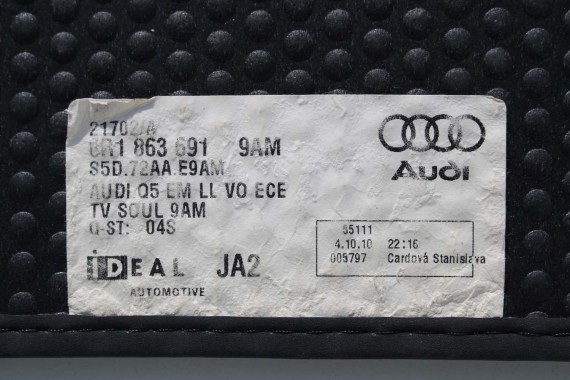 AUDI Q5 DYWANIKI WYCIERACZKI PODŁOGI 8R1863691 8R1 863 691 8R kolor 9AM czarny 8R1863691 8R1863691 8R1863691 8R0864450 8R1863691