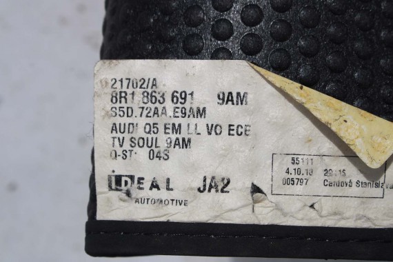 AUDI Q5 DYWANIKI WYCIERACZKI PODŁOGI 8R1863691 8R1 863 691 8R kolor 9AM czarny 8R1863691 8R1863691 8R1863691 8R0864450 8R1863691
