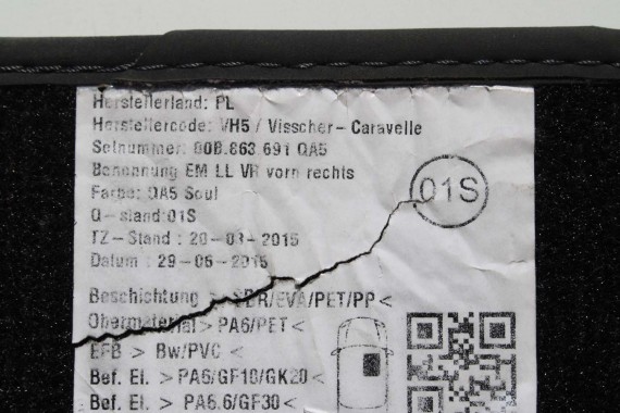 AUDI Q5 DYWANIKI PODŁOGI 80B863691 80A864450 Kolor: 'QA5' - czarny wycieraczki 80B 863 691 80A FY 80B863691 80B863691A 80B863691