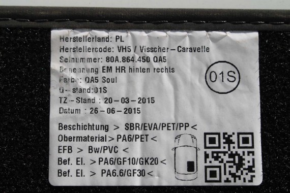 AUDI Q5 DYWANIKI PODŁOGI 80B863691 80A864450 Kolor: 'QA5' - czarny wycieraczki 80B 863 691 80A FY 80B863691 80B863691A 80B863691