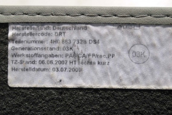 AUDI A8 DYWANIKI wykładziny wycieraczki 4H1863691 PODŁOGI 4H 4H1863691C 4H1863691 4H1863719B 4H1863720B 4H0863731B 4H0863732B D4