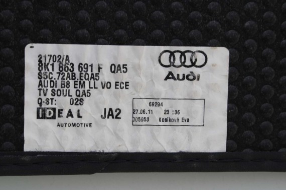 AUDI A4 DYWANIKI WYCIERACZKI PODŁOGI 8K1863691B 8K1 863 691 8K 8K0864450 8K1863691B 8K1863691F 8K1863691H 9AM CZARNY 8K1863691F