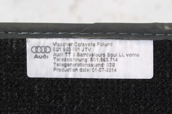 AUDI TT DYWANIKI WYCIERACZKI PODŁOGI S-LINE 8S1863691 8S1 863 691 8S JTV - czarny soul / felsgrau 8S1863691 8S1863691 8S1863691C