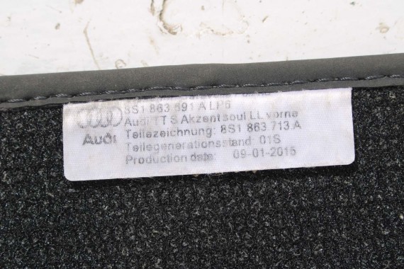 AUDI TT DYWANIKI WYCIERACZKI PODŁOGI S-LINE 8S1863691A 8S1 863 691 LP6 czerń 8S1863691 8S1863691A 8S1863691D 8S1863691 8S1863691