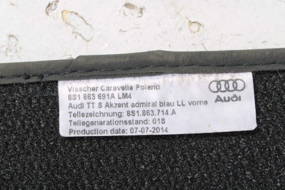 AUDI TT DYWANIK WYCIERACZKA PODŁOGI S-LINE 8S1863691A 8S1 863 691 LM4 czerń 8S1863691 8S1863691A 8S1863691D 8S1863714 8S1863714A