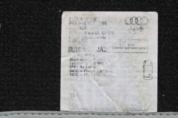 AUDI A3 CABRIO DYWANIKI WYKLADZINY PODŁOGI 8V1863691 8V7864451 8V1864435 wycieraczki 8V1863691C SQ1 8V7863452 8V7 864 451 8V GK6