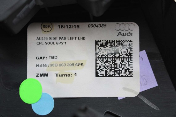 AUDI Q5 WYKOŃCZENIE TUNELU 80B863305 80B863306 80B863306 ŚRODKOWEGO TAPICERKA 6PS czarny 80A FY 80B863305B 80B863306B 80B863305