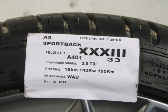 AUDI A4 A5 FELGI 19 cali OPONY KOŁA felga 8T0601025CK 8.5J*19H2 ET32 opona Michelin Pilot Sport 37 255/35/19 96Y lato 8K B8 8T