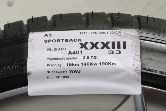 AUDI A4 A5 FELGI 19 cali OPONY KOŁA felga 8T0601025CK 8.5J*19H2 ET32 opona Michelin Pilot Sport 37 255/35/19 96Y lato 8K B8 8T