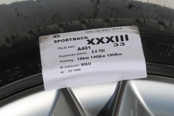 AUDI A4 A5 FELGI 19 cali OPONY KOŁA felga 8T0601025CK 8.5J*19H2 ET32 opona Michelin Pilot Sport 37 255/35/19 96Y lato 8K B8 8T