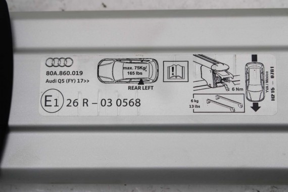 AUDI Q5 Belki bagażnika 80A860019 80A 860 019 reling 2 sztuki 80A860019 FY Bagażnik dachowy RELINGI DACHOWE 80A860019 80A071151