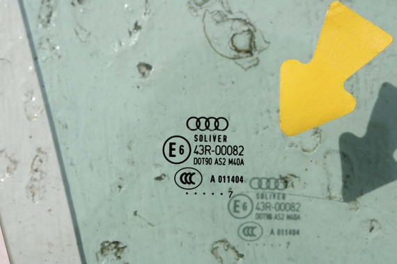AUDI A3 SZYBA DRZWI LEWE 8P7845202 prawa przód 8P7 845 202 przednia pasażerarok 2007 kolor E6 AS2 zielony 8P7 CABRIO 8P7845202
