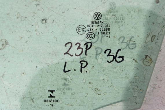 VW PASSAT B8 SZYBA DRZWI LEWE 3G0845201 lewa przód przednia kierowcy 3G0 845 201 rok 2016 zielony 3G0845201 3G0845201 3G0845201B
