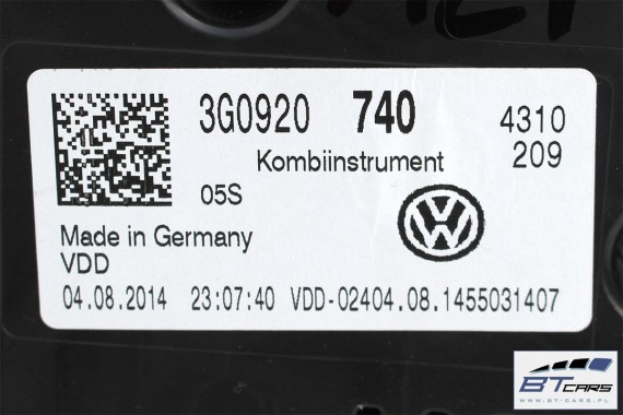 VW PASSAT B8 ZEGARY LICZNIKI BENZYNA 3G0920740 3G0 920 740 ZEGAR LICZNIK BENZYNOWY WYŚWIETLACZ WIELOFUNKCYJNY MEDIUM
