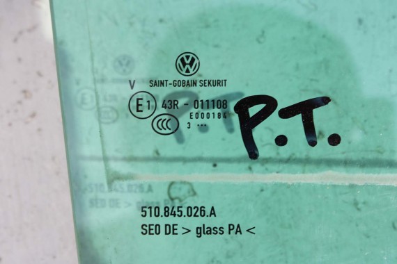 VW GOLF 7 SPORTSVAN SZYBA DRZWI PRAWE 510845026A 510845026C prawa tył tylna 510 845 026 A C 2013 E1 przyciemniany  drzwiowa 510