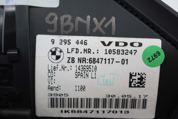 BMW X1 F48 ZEGAR 9295446 6847117 2 F45 F46 62109295446 Prędkościomierz serii 2 F45 F46 HUD 62105A03E63 62106834488 62106843092