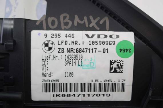 BMW X1 F48 ZEGAR 9295446 6847117 2 F45 F46 62109295446 Prędkościomierz serii 2 F45 F46 HUD 62105A03E63 62106834488 62106843092