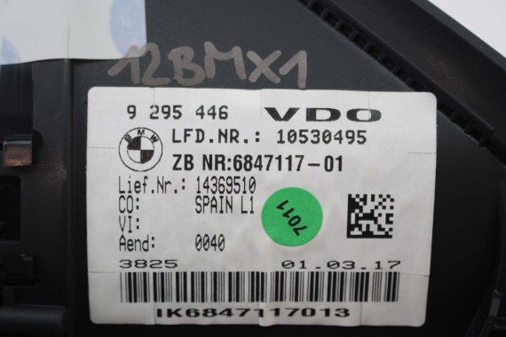 BMW X1 F48 ZEGAR 9295446 6847117 2 F45 F46 62109295446 Prędkościomierz serii 2 F45 F46 HUD 62105A03E63 62106834488 62106843092