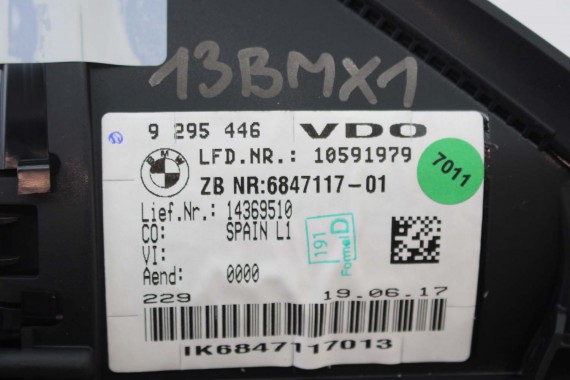 BMW X1 F48 ZEGAR 9295446 6847117 2 F45 F46 62109295446 Prędkościomierz serii 2 F45 F46 HUD 62105A03E63 62106834488 62106843092