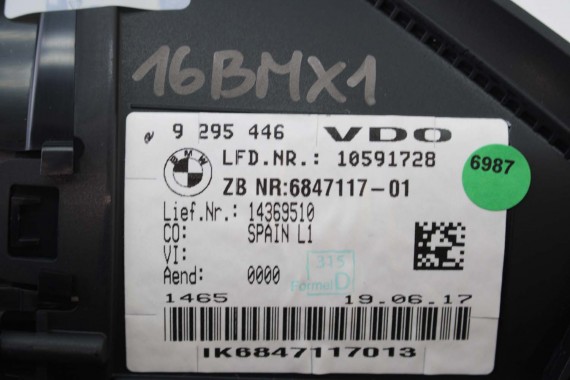BMW X1 F48 ZEGAR 9295446 6847117 2 F45 F46 62109295446 Prędkościomierz serii 2 F45 F46 HUD 62105A03E63 62106834488 62106843092