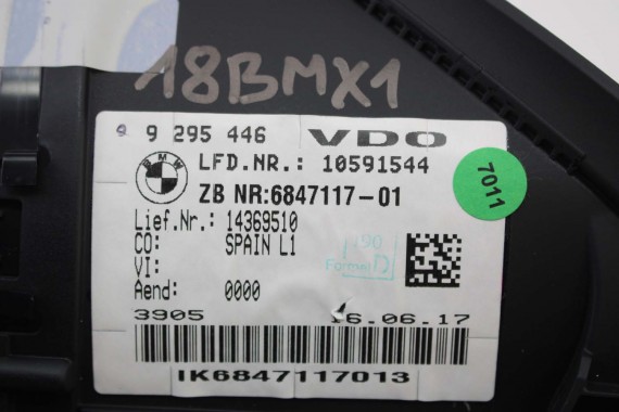 BMW X1 F48 ZEGAR 9295446 6847117 2 F45 F46 62109295446 Prędkościomierz serii 2 F45 F46 HUD 62105A03E63 62106834488 62106843092