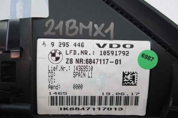 BMW X1 F48 ZEGAR 9295446 6847117 2 F45 F46 62109295446 Prędkościomierz serii 2 F45 F46 HUD 62105A03E63 62106834488 62106843092