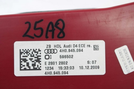 AUDI A8 S8 LAMPY LED TYŁ 4H0945093 4H0945094 4H0945095 4H0945096 lampa tylna D4 4H0 945 093 4H0945093 4H0945094 4H0945095