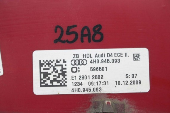 AUDI A8 S8 LAMPY LED TYŁ 4H0945093 4H0945094 4H0945095 4H0945096 lampa tylna D4 4H0 945 093 4H0945093 4H0945094 4H0945095
