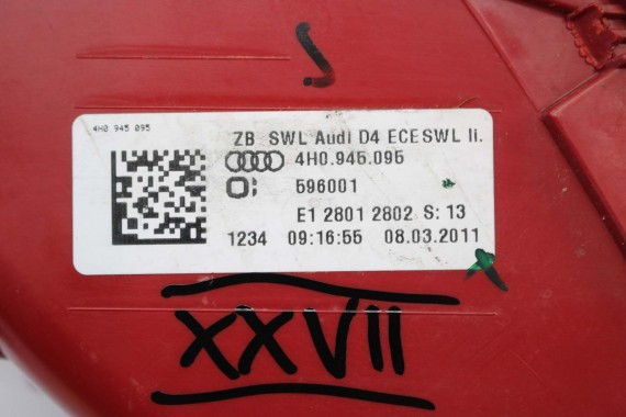 AUDI A8 S8 LAMPY LED TYŁ 4H0945093 4H0945094 4H0945095 4H0945096 lampa tylna D4 4H0 945 093 4H0945093 4H0945094 4H0945095