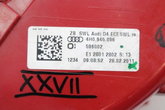 AUDI A8 S8 LAMPY LED TYŁ 4H0945093 4H0945094 4H0945095 4H0945096 lampa tylna D4 4H0 945 093 4H0945093 4H0945094 4H0945095