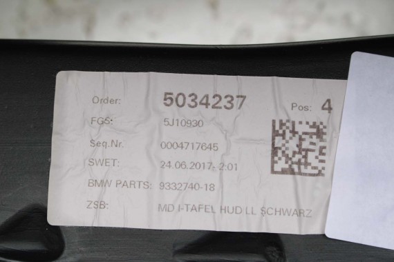 BMW X1 X2 F48 F39 KONSOLA PULPIT DESKA ROZDZIELCZA KOKPIT PULPIT 9332740 czarna 2566133 9332740 9332740 9332740 9332740 9332740
