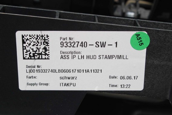 BMW X1 X2 F48 F39 KONSOLA PULPIT DESKA ROZDZIELCZA KOKPIT PULPIT 9332740 czarna 2566133 9332740 9332740 9332740 9332740 9332740